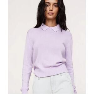 Banana Republic Womens Cotton Silk Polo Collar Sweater lavender Size Medium